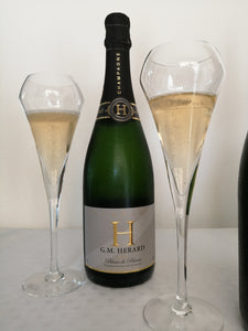Champagne HERARD Blanc de Blancs deux flutes bulles dorée Champagne qualité