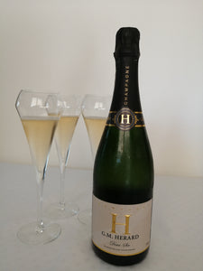 Champagne GM HERARD Demi Sec flutes de champagne pétillantes couleur dorée réception